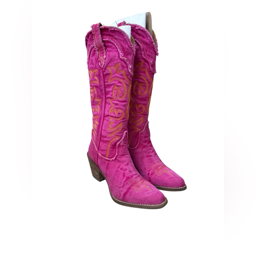 Dingo Pink and Gold Heeled Western Boots cowboy